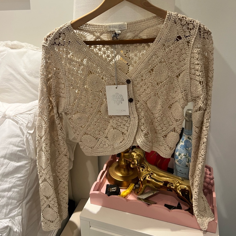 Rebellion crochet crop cardigan